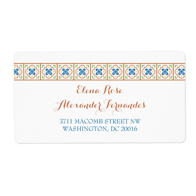Talavera Spanish Tile Reply Card Mailing Label (Front)