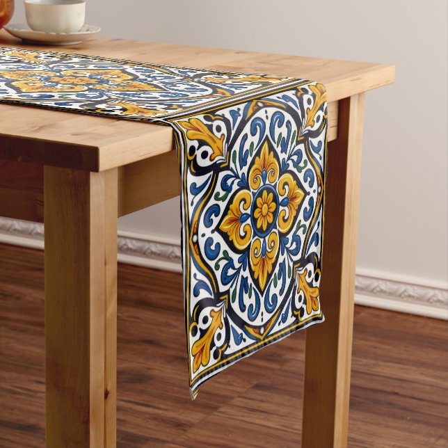 Talavera Spanish Tile Short Table Runner (In Situ)