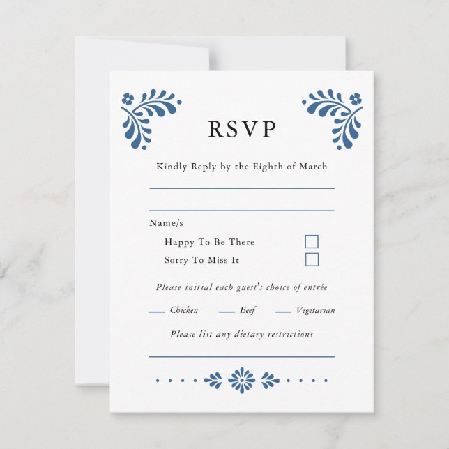 Talavera Style Mexican Wedding RSVP Card (Front)