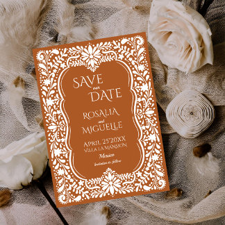 Talavera terracotta Mexican wedding Save The Date