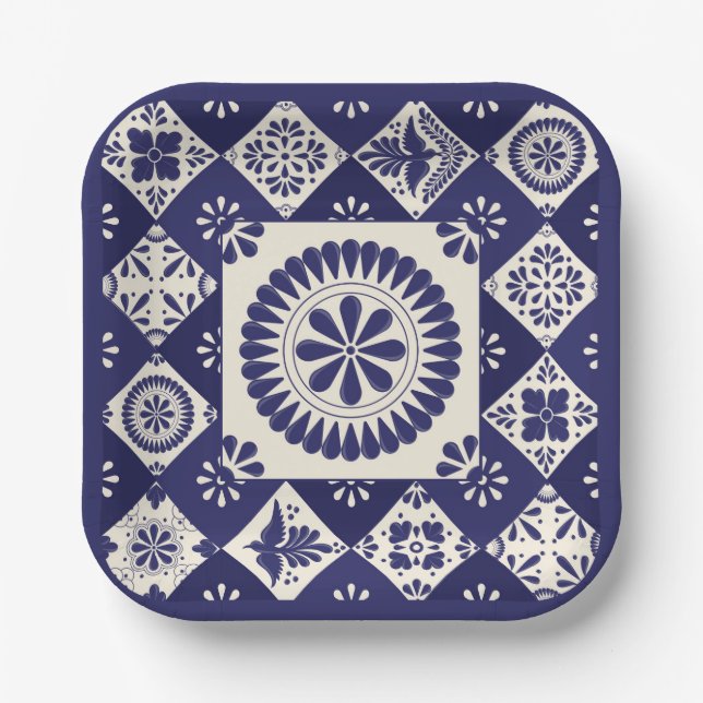 Talavera Tile Dos Paper Plate (Front)