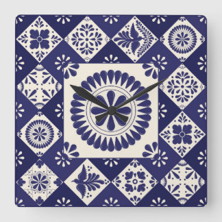 Talavera Tile Dos Square Wall Clock