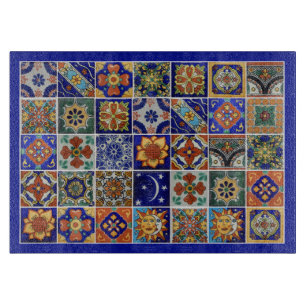 Talavera Tile Image Southwest Style Glass Cutting Board