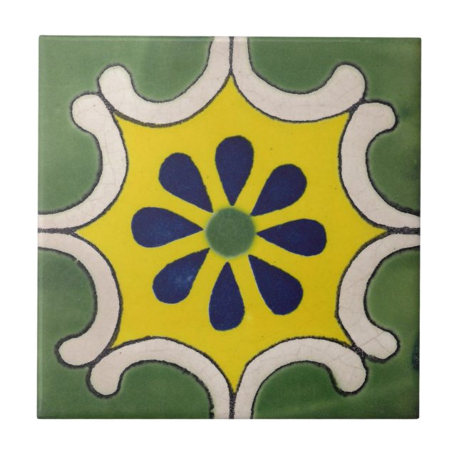 Talavera tile in green & yellow (Front)