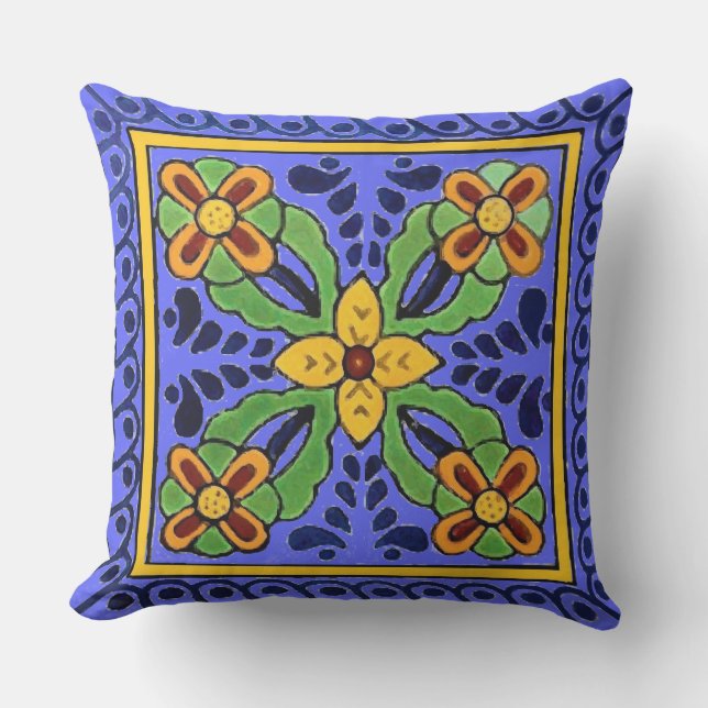 Talavera Tile Outdoor Pillow (Front)