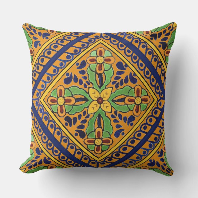 Talavera Tile Outdoor Pillow (Front)