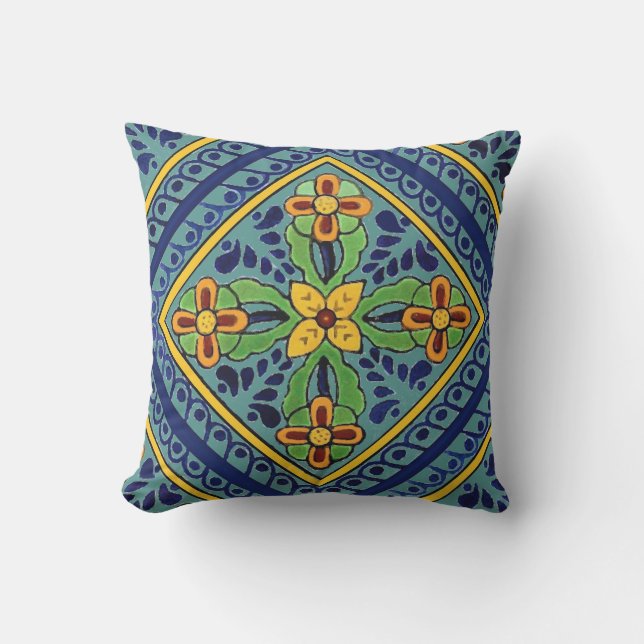 Talavera Tile Outdoor Pillow (Front)