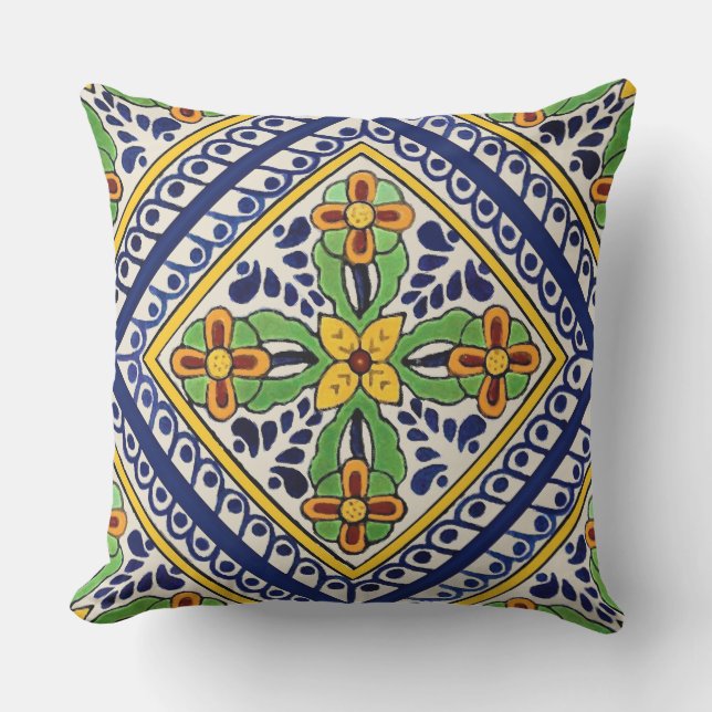 Talavera Tile Outdoor Pillow (Front)
