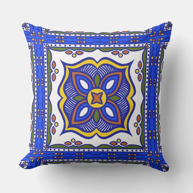 Talavera Tile Outdoor Pillow (Front)