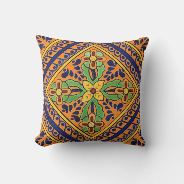 Talavera Tile Outdoor Pillow (Front)