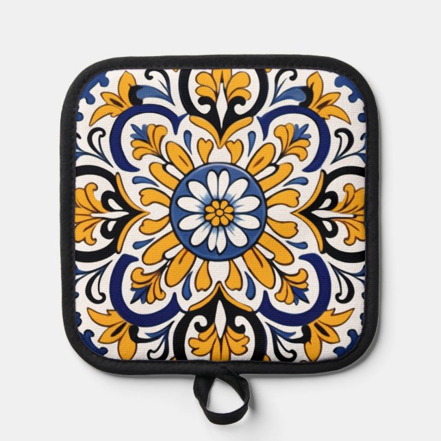 Talavera Tile Tres Pot Holder (Front)