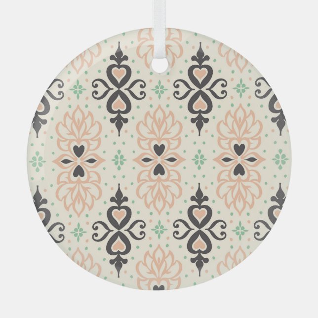 Talavera tiles, Mediterranean ornamental design. Glass Ornament (Front)