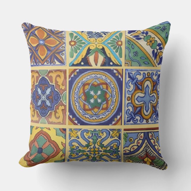 Talavera Tiles Outdoor Pillow (Front)