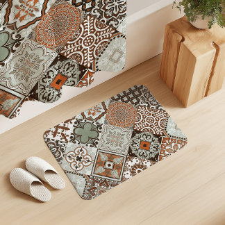 Talavera Tles Sage Green Orange Brown Bath Mat
