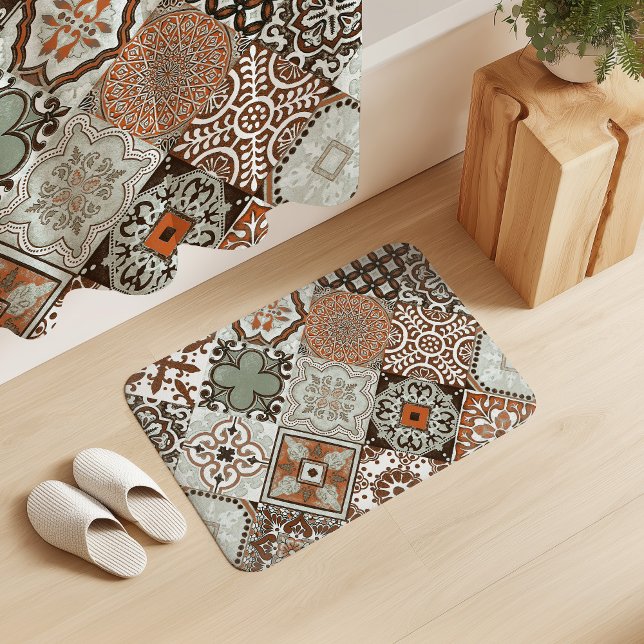 Talavera Tles Sage Green Orange Brown Bath Mat (Creator Uploaded)
