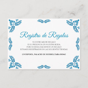 Talavera Turquoise Minimalist Spanish Wedding Enclosure Card