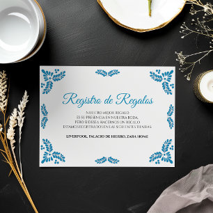 Talavera Turquoise Minimalist Spanish Wedding Enclosure Card