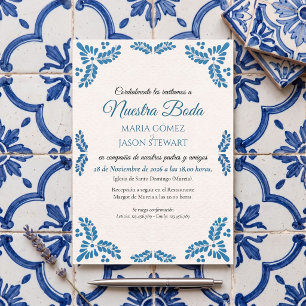Talavera Turquoise Minimalist Spanish Wedding Invitation