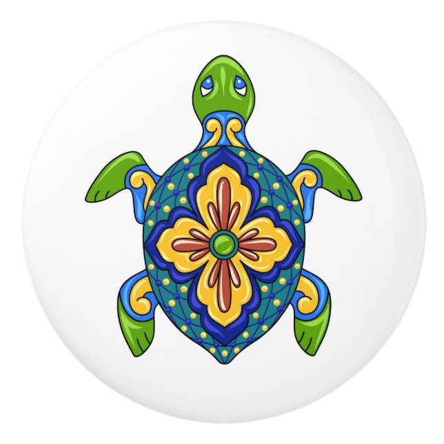 Talavera Turtle Ceramic Drawer Knob (Front)