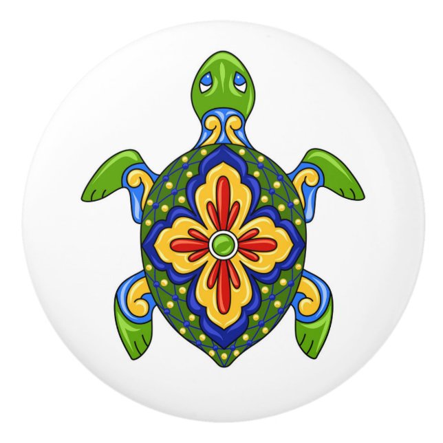 Talavera Turtle Ceramic Drawer Knob (Front)
