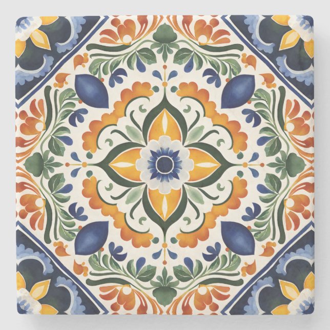Talavera vintage Mexican wedding favours printed Stone Coaster (Front)