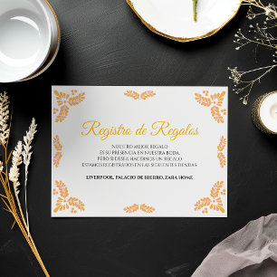 Talavera Yellow Floral Minimalist Spanish Wedding Enclosure Card