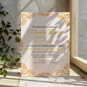 Talavera Yellow Floral Minimalist Spanish Wedding Invitation