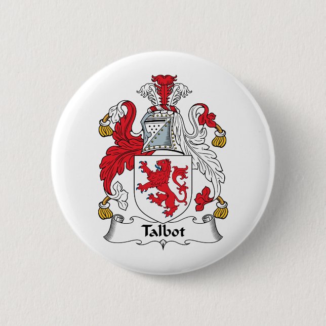 Talbot Family Crest 2 Inch Round Button (Front)