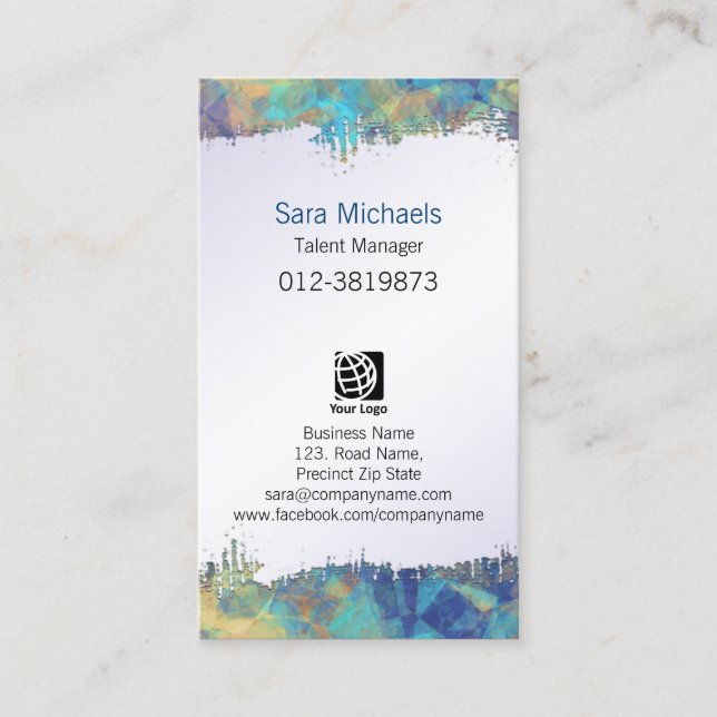 Talent Manager Entertainment Ripped Paper Abstract Business Card (Front)