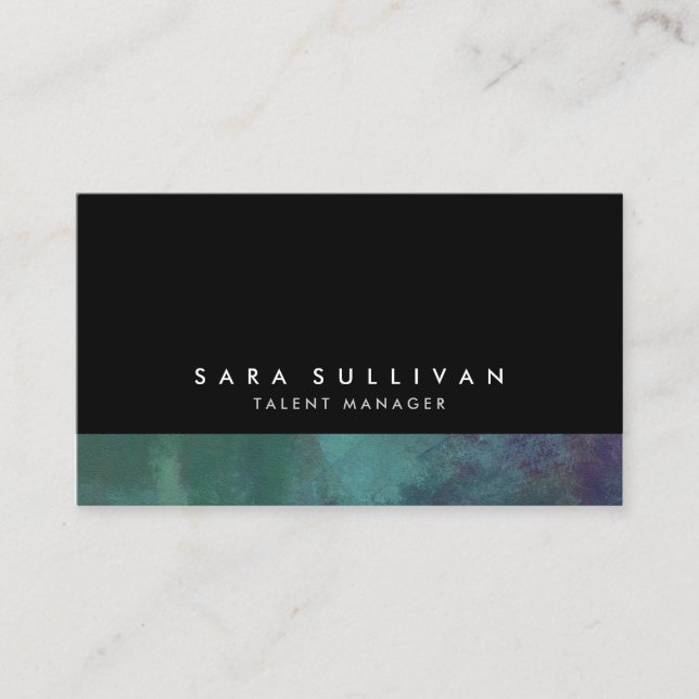 Talent Manager Turquoise Abstract Grunge Gradient Business Card (Front)