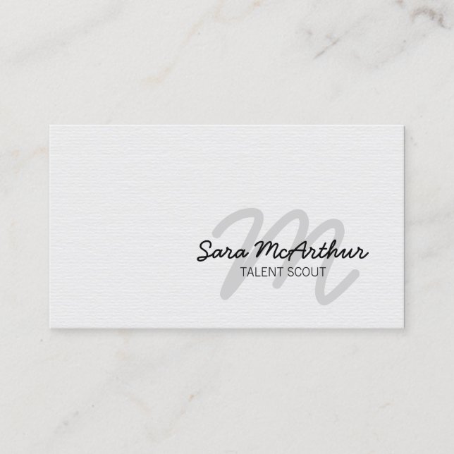 Talent Scout Cursive Monogram Business Card (Front)