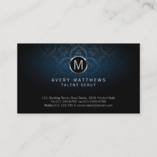 Talent Scout EntertainmentServices Monogram Damask Business Card