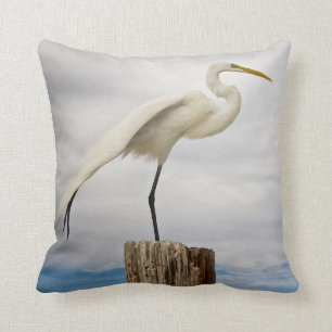 Talented Egret   Fort Myers Beach, Florida Throw Pillow