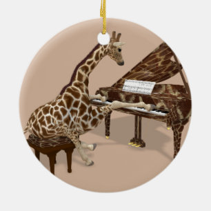 Talented Giraffe Plays Grand Piano Ceramic Ornament