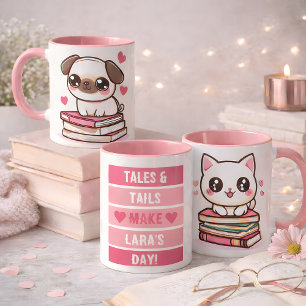 Tales And Tails Make My Day - Cat and Dog Books Mug