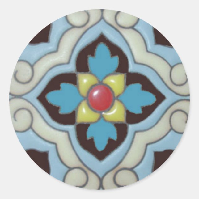 Talevera Tile 3 Sticker Round (Front)