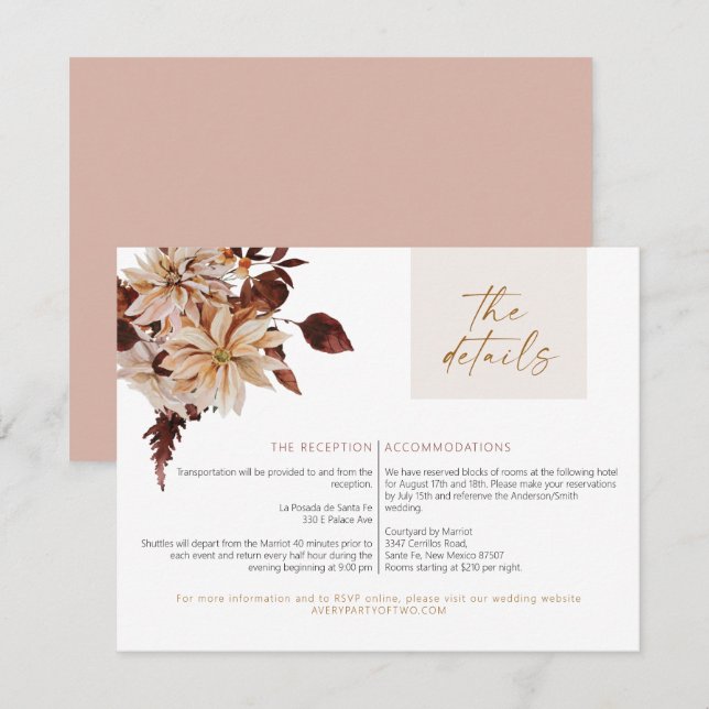 TALIA Bohemian Terracotta Floral Détails Carte (Devant / Derrière)