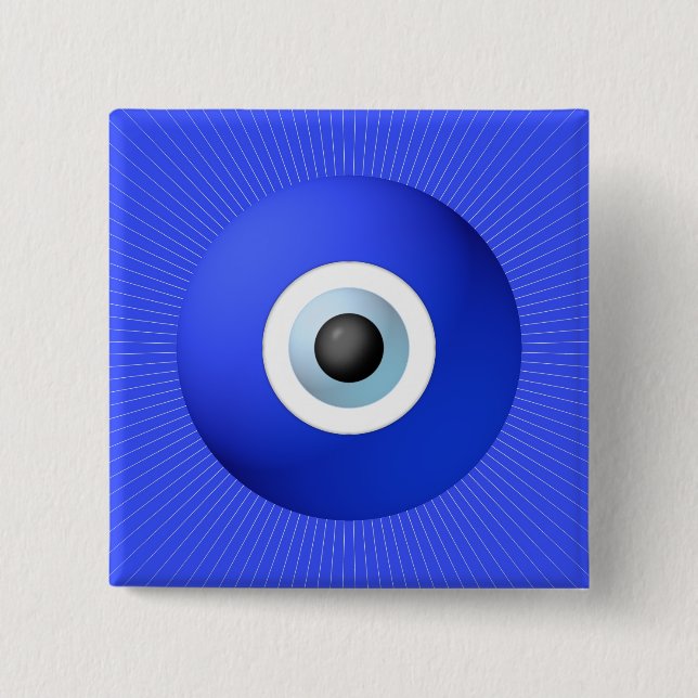 Talisman to Protect Against Evil Eye 2 Inch Square Button (Front)