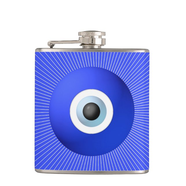 Talisman to Protect Against Evil Eye Hip Flask (Front)
