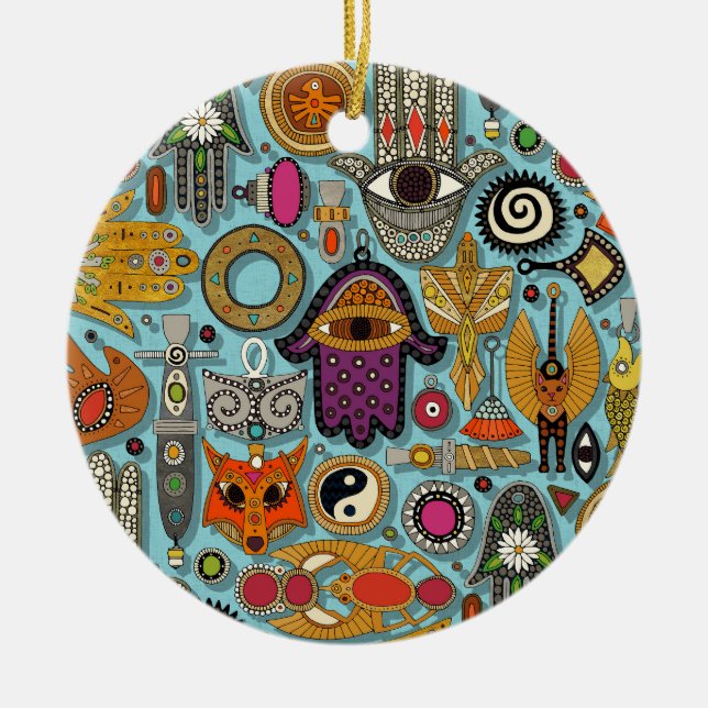 talismans pool blue ceramic ornament (Front)