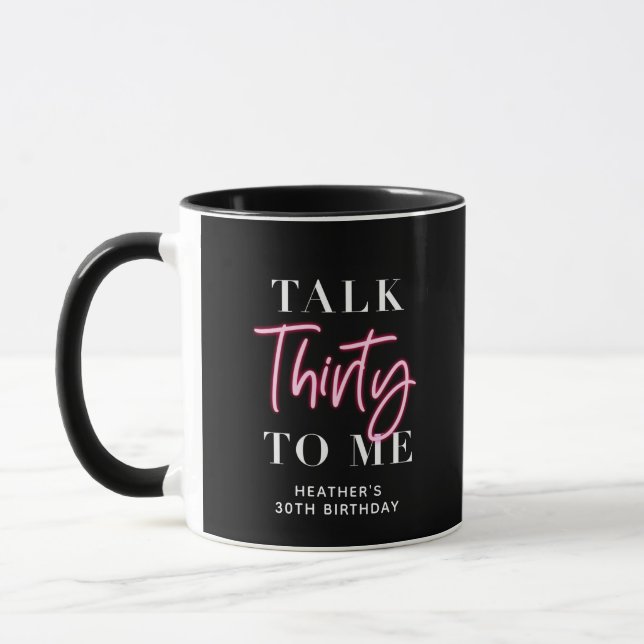 Talk 30 To Me 30th Birthday Party Favour Mug (Left)