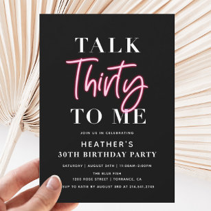 Talk 30 To Me 30th Birthday Party  Invitation