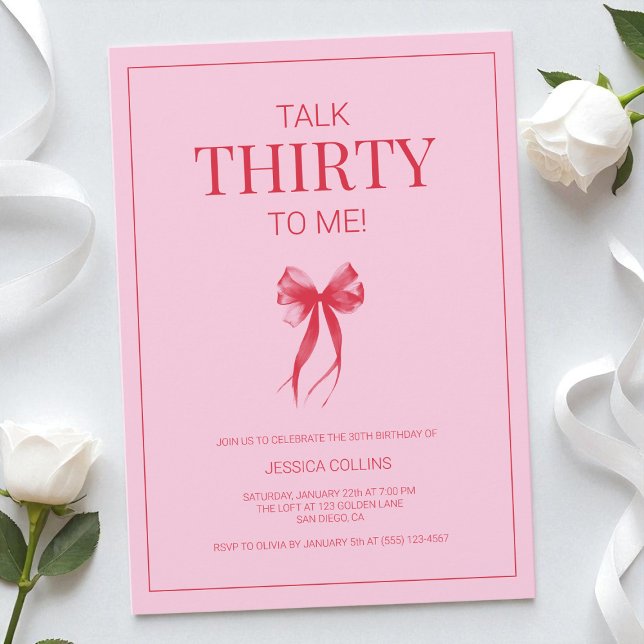 Talk 30 to Me Modern Elegant Pink Thirty Birthday Invitation (Talk 30 to Me Modern Elegant Pink Thirty Birthday Invitation)
