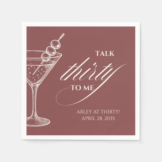 Talk 30 to me Modern Minimalist 30th Birthday  Napkin (Front)