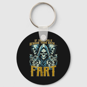 Talk Behind Your Back Fart Skeleton Funny Saying M Keychain