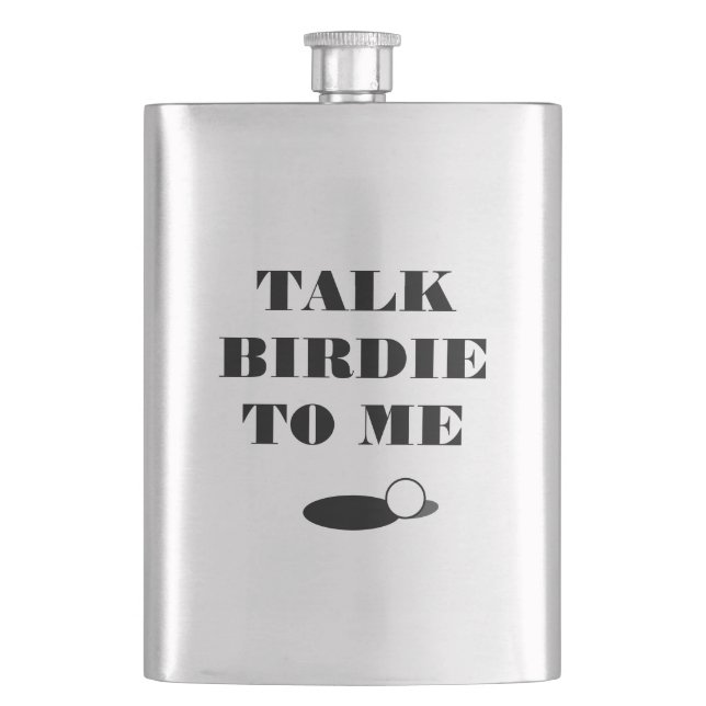 Talk birdie to my funny golf quote hip flask (Front)