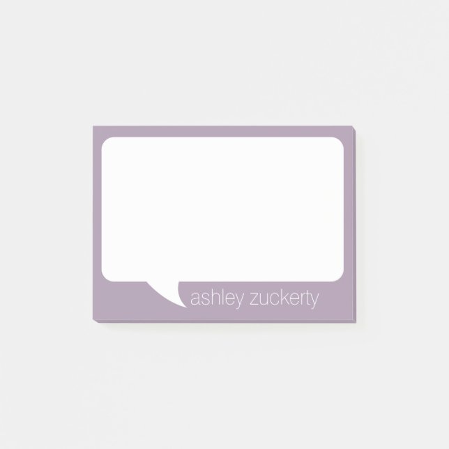 Talk Bubble Custom Name and PICK purple colour Post-it Notes (Front)