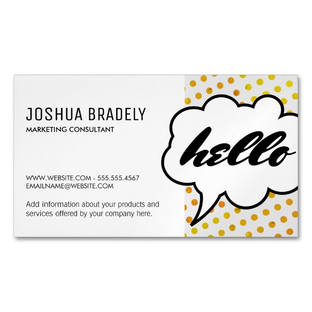 Talk Bubble II / Dot Pattern Magnetic Business Card (Front)