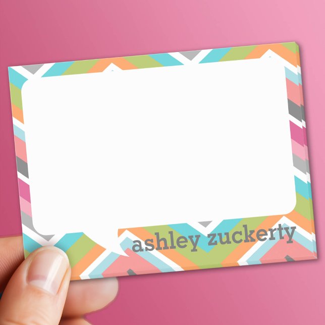 Talk Bubble Personalized Name Colourful Chevrons Post-it Notes (Custom Post It Note Pad)