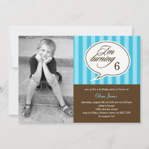 Talk Bubble Photo Birthday Party Invitation - Blue